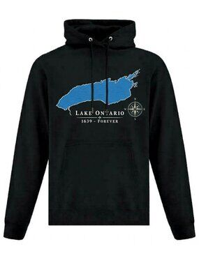 Lake Ontario Forever Black Hoodie From Local Designer in Downtown Toronto Store